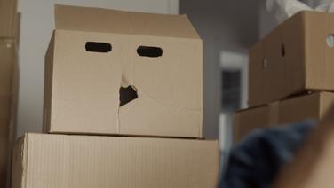 A couple of cardboard box robots.