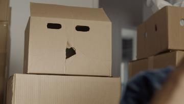A couple of cardboard box robots.